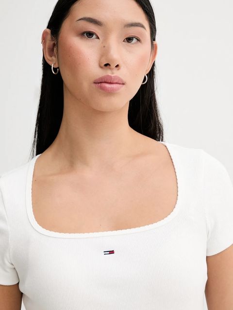 Tommy Jeans t-shirt damski kolor beżowy DW0DW21837