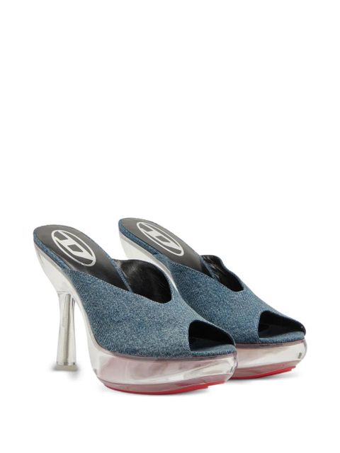 Diesel 120mm D-Lake denim platform sandals - Blue