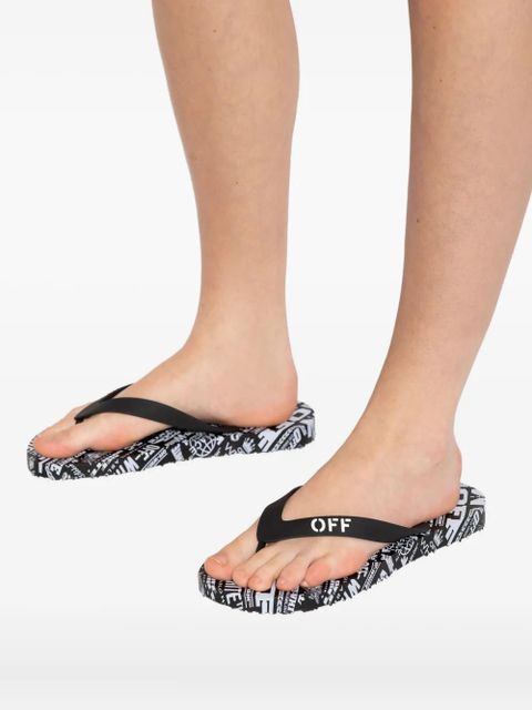 Off-White logo-print flip-flops - Black