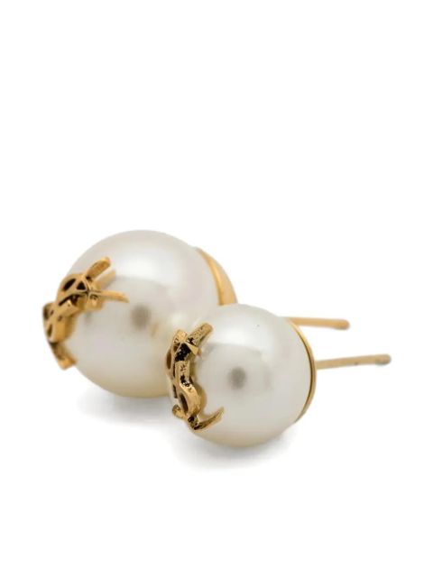 Saint Laurent Cassandre pearl earrings - Neutrals - zdjęcie produktu nr 2