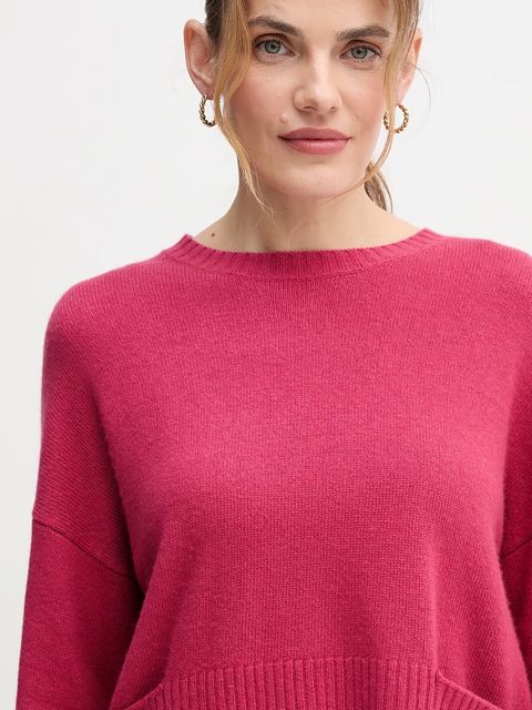 United Colors of Benetton sweter z dodatkiem wełny damski kolor różowy lekki 126WD10E4