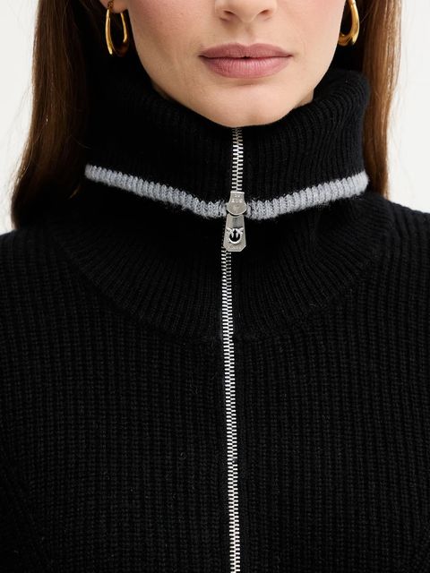 Pinko sweter z dodatkiem wełny damski kolor czarny z półgolfem 105448 A2Q9