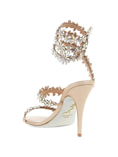 René Caovilla Eva floral-embellished sandals - Neutrals