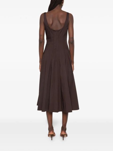 STAUD Wells square-neck midi dress - Brown