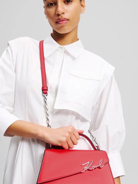 Karl Lagerfeld torebka skórzana K/SIGNATURE kolor czerwony A1W30458