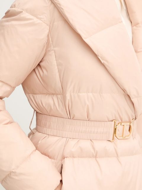 Twinset kurtka puchowa kolor beżowy zimowa 252TT2050