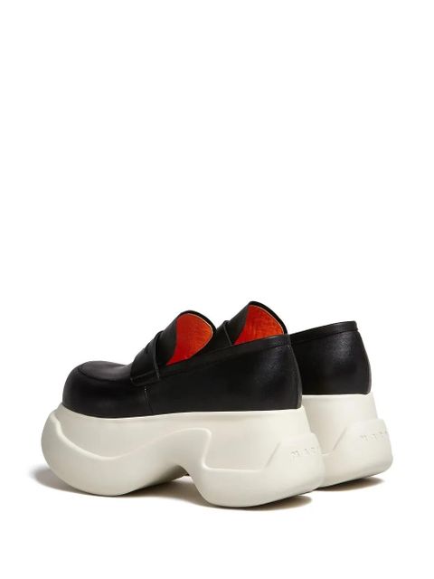 Marni platform leather mocassin loafers - Black