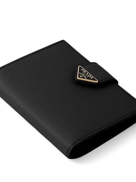 Prada small logo-plaque Saffiano leather wallet - Black