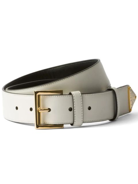 Prada triangle-logo leather belt - White - zdjęcie produktu nr 1