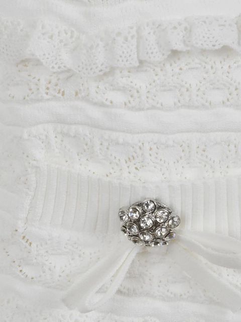 Self-Portrait crystal-embellished ruffled cardigan - White