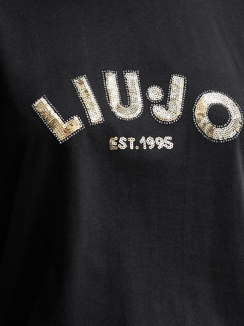 Liu Jo t-shirt bawełniany damski kolor czarny UF5260.JS923
