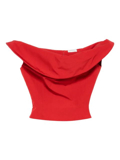 Magda Butrym cowl-neck cropped top - Red - zdjęcie produktu nr 1