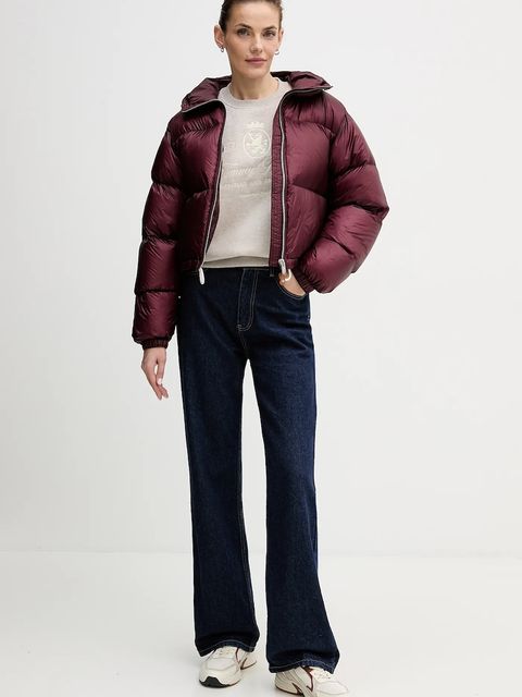 Tommy Hilfiger kurtka puchowa kolor bordowy zimowa WW0WW46541