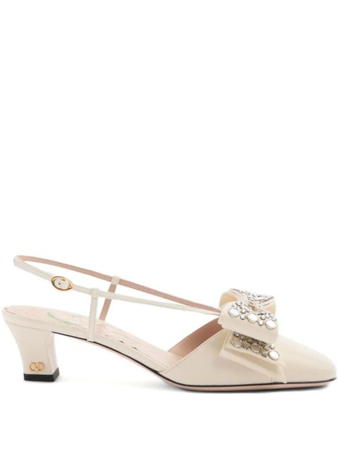 Valentino Garavani 45mm Bowow slingback pumps - Neutrals - zdjęcie produktu nr 1