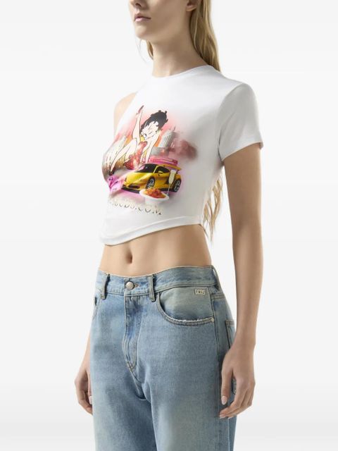 GCDS Betty Boop asymmetrical T-shirt - White