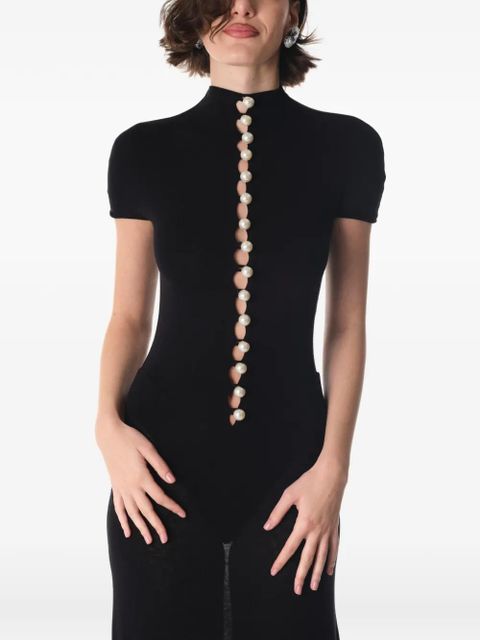 MANURÍ Mia pearl-embellished maxi dress - Black