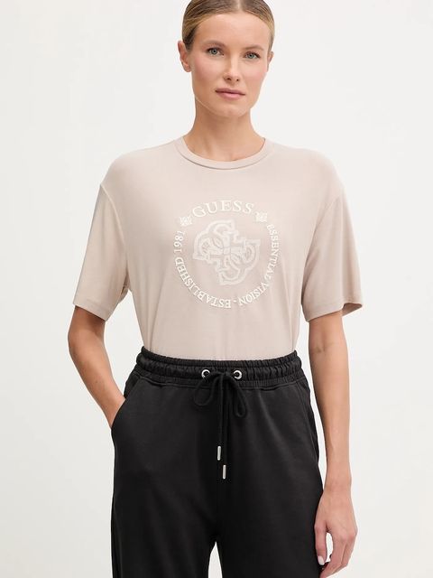 Guess t-shirt CARLA damski kolor beżowy V5YI05 KCOA2 - zdjęcie produktu nr 1