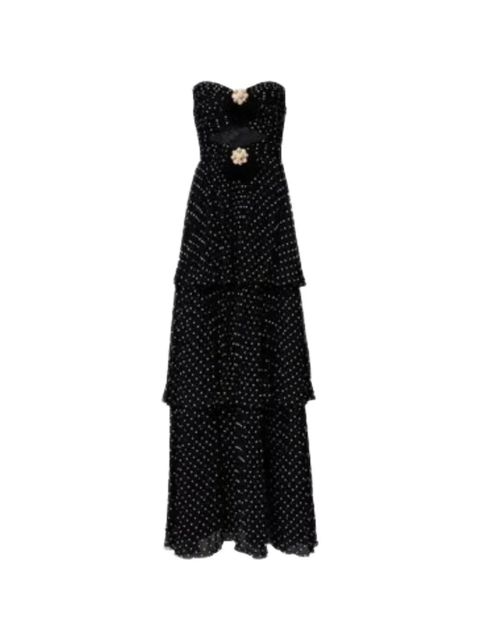 Self-Portrait polka-dot tiered dress - Black