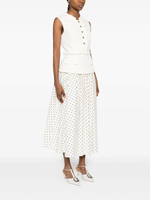 Self-Portrait polka-dot belted midi dress - Neutrals - zdjęcie produktu nr 2