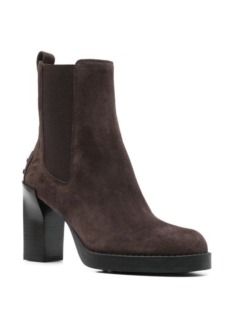 Tod's 80mm block-heel suede boots - Brown - zdjęcie produktu nr 2