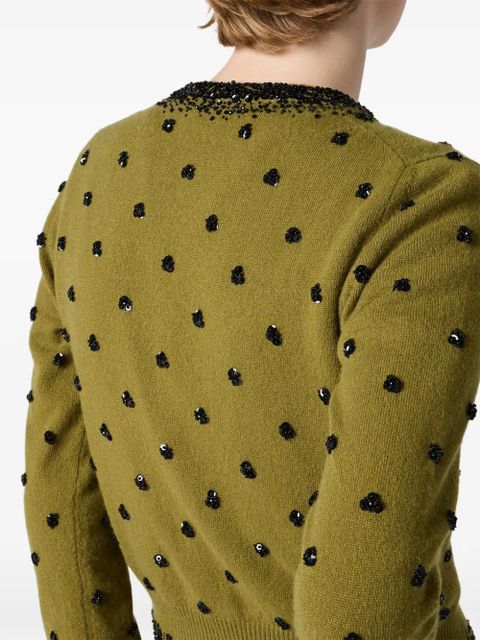 Miu Miu embroidered-details cardigan - Green
