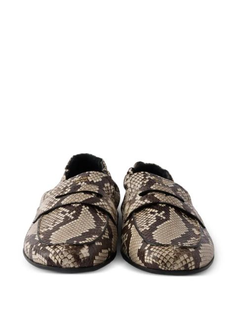 Prada Shuffle printed Ayers leather loafers - Brown