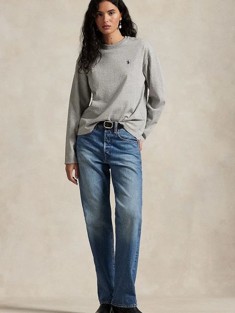 Polo Ralph Lauren longsleeve bawełniany kolor szary 211967105