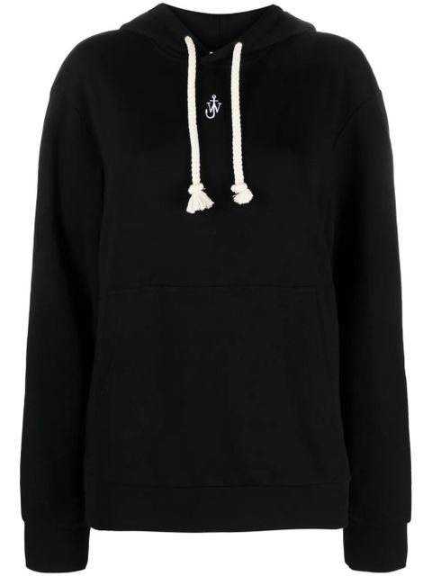 JW Anderson logo-embroidered cotton blend hoodie - Black - zdjęcie produktu nr 1
