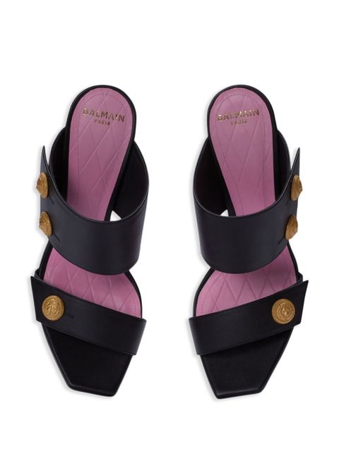 Balmain button-fastening leather sandals - Black