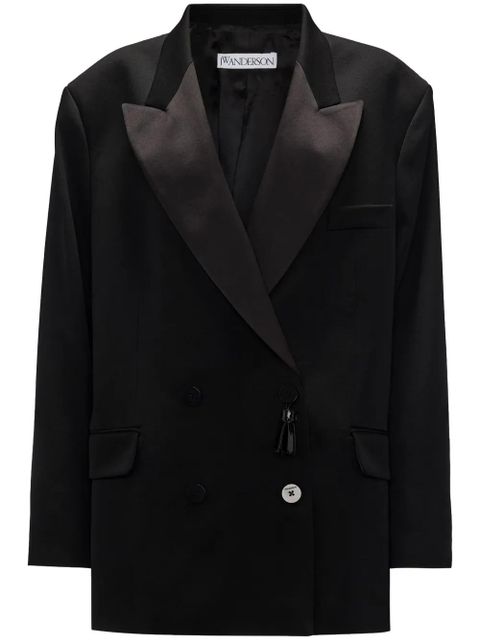 JW Anderson double-breasted contrasting-collar blazer - Black - zdjęcie produktu nr 1