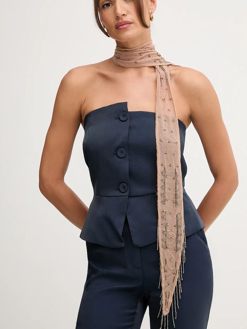 Hoss Intropia chusta damski kolor brązowy z aplikacją 5022307 - zdjęcie produktu nr 1