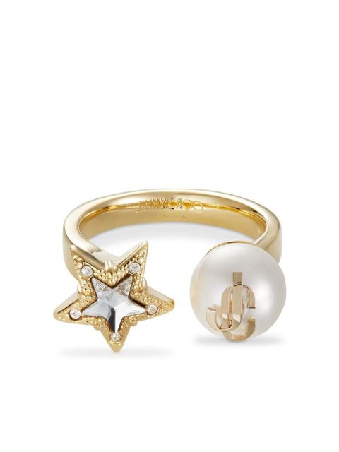 Jimmy Choo debossed-logo adjustable ring - Gold - zdjęcie produktu nr 1