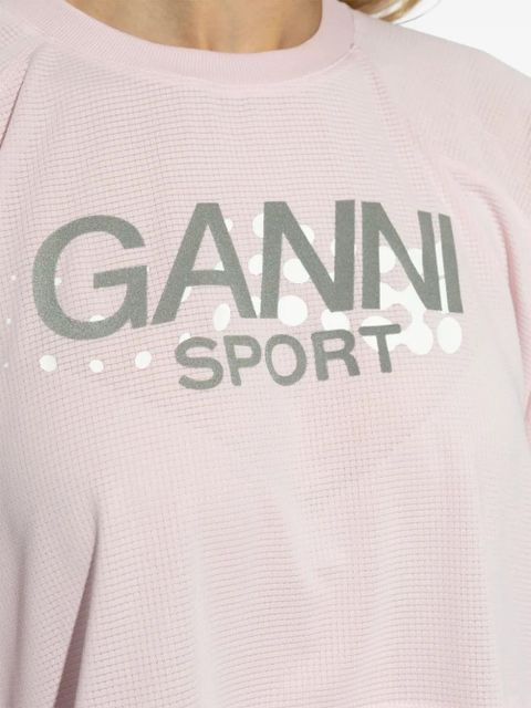 GANNI performance crop top with logo - Pink