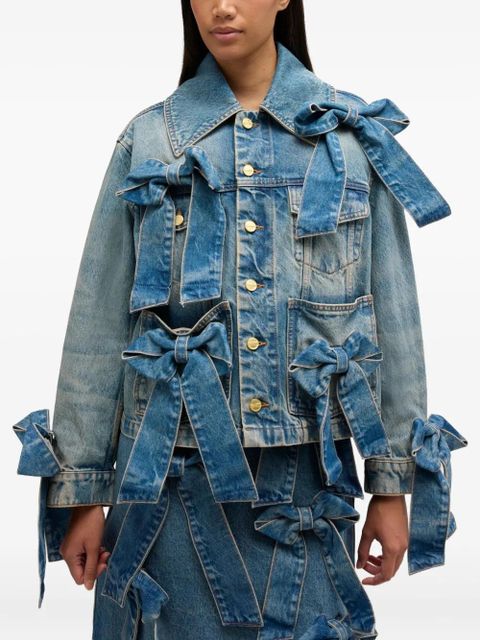 GANNI bow-embellished denim jacket - Blue - zdjęcie produktu nr 2