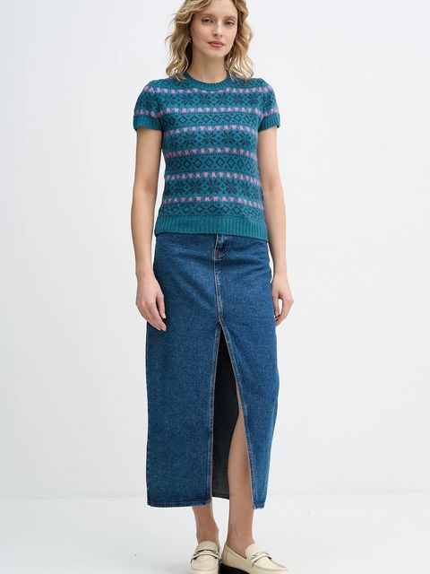 United Colors of Benetton sweter z dodatkiem wełny x Stranger Things damski kolor turkusowy 171RE10EN - zdjęcie produktu nr 2