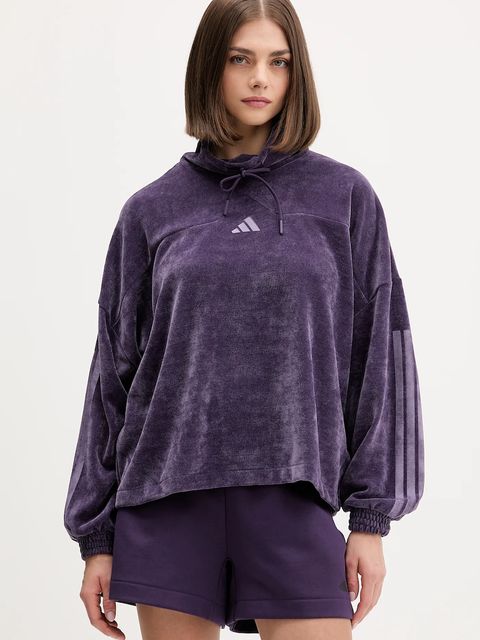 adidas szorty adidas x Z.N.E damskie kolor fioletowy z nadrukiem high waist JW7762