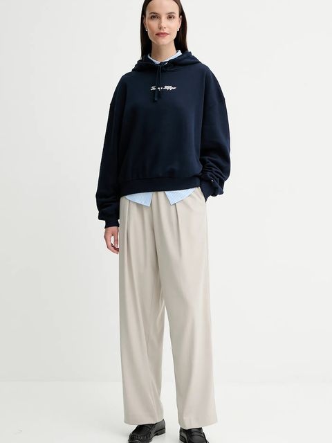 Tommy Hilfiger bluza damska kolor granatowy z kapturem z nadrukiem WW0WW47459 - zdjęcie produktu nr 2