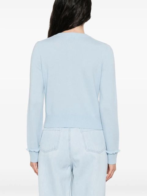 SANDRO ruffle-trim cardigan - Blue