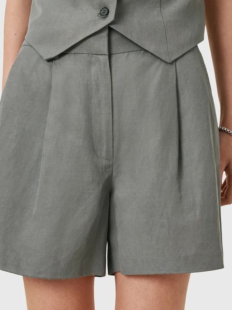 AllSaints szorty z domieszką lnu AVERIE damskie kolor szary gładkie medium waist W046QC