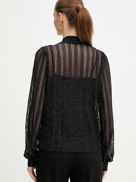 Morgan bluzka damska kolor czarny wzorzysta TEVAL