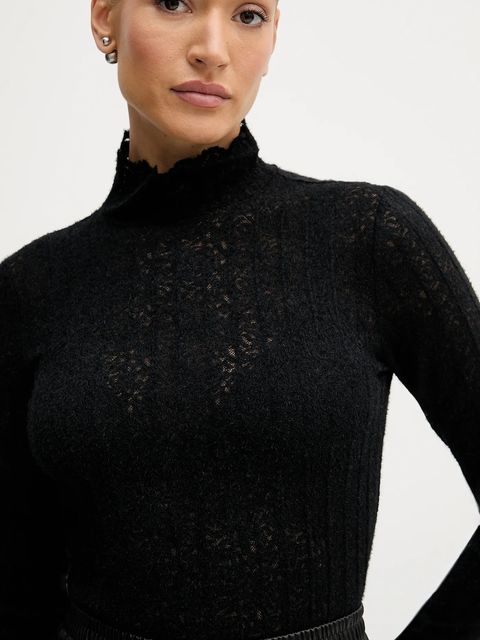 United Colors of Benetton sweter damski kolor czarny lekki z półgolfem 5W77DQ0AT