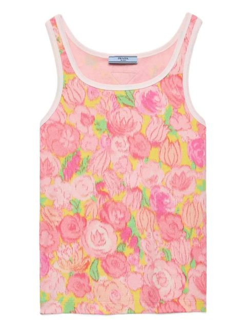 Prada floral-print ribbed tank top - Pink - zdjęcie produktu nr 1