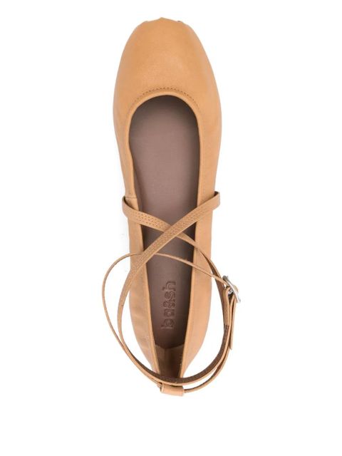 Ba&Sh leather wrap-strap ballet flats - Brown