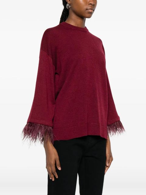 TWINSET feather-trim sweater - Red