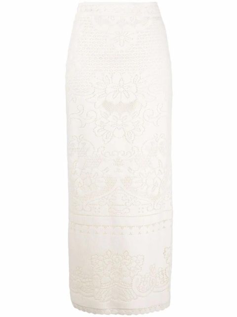 Valentino Garavani high-waisted heavy lace skirt - Neutrals - zdjęcie produktu nr 1