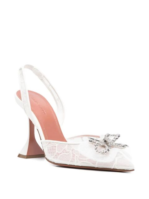 Amina Muaddi Rosie lace-embellished slingback pumps - White - zdjęcie produktu nr 2