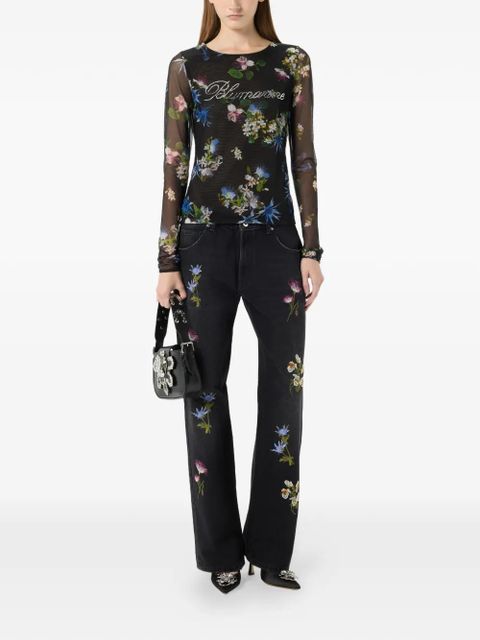 Blumarine floral-embroidered trousers - Black - zdjęcie produktu nr 2