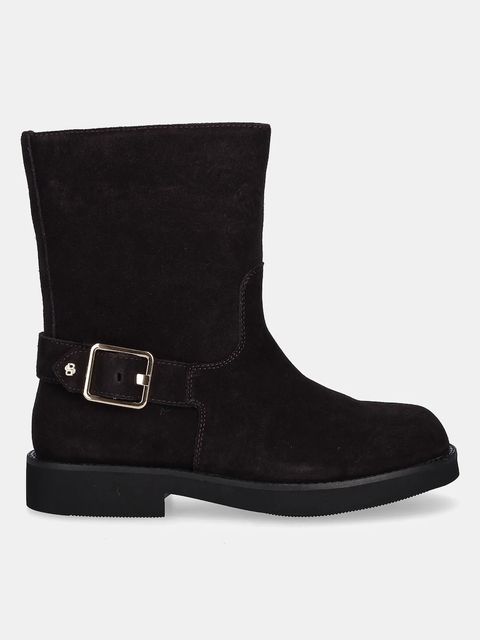 BOSS botki zamszowe Eleri damskie kolor brązowy na płaskim obcasie 50552755 - zdjęcie produktu nr 2