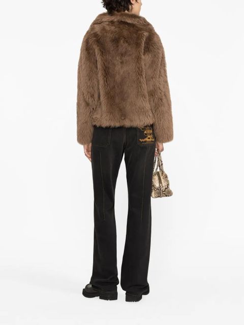 Yves Salomon long-haired button-down jacket - Brown