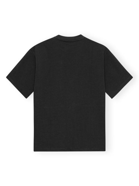 GANNI logo appliqué cotton t-shirt - Black - zdjęcie produktu nr 2